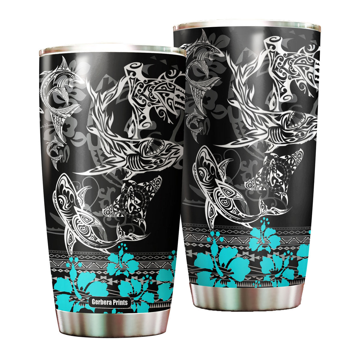 Shark Fishing Stainless Steel Tumbler Cup Travel Mug Ct1085