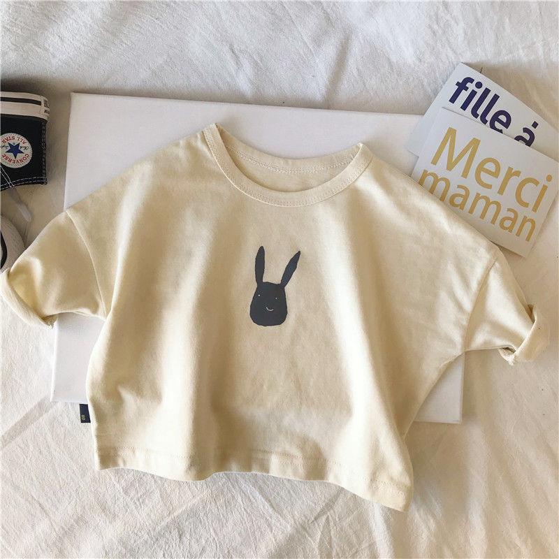 Boys and girls Korean loose blouse baby rabbit 2021 spring and autumn children’s three-quarter sleeve T-shirt P5707 alx