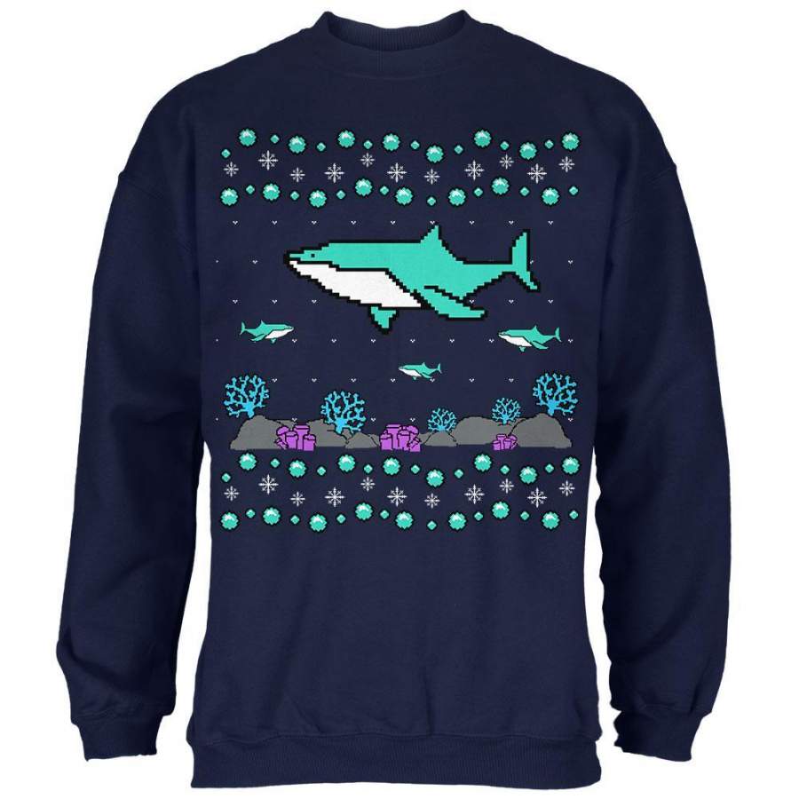 Ugly Christmas Sweater Shark Coral Reef Mens Sweatshirt