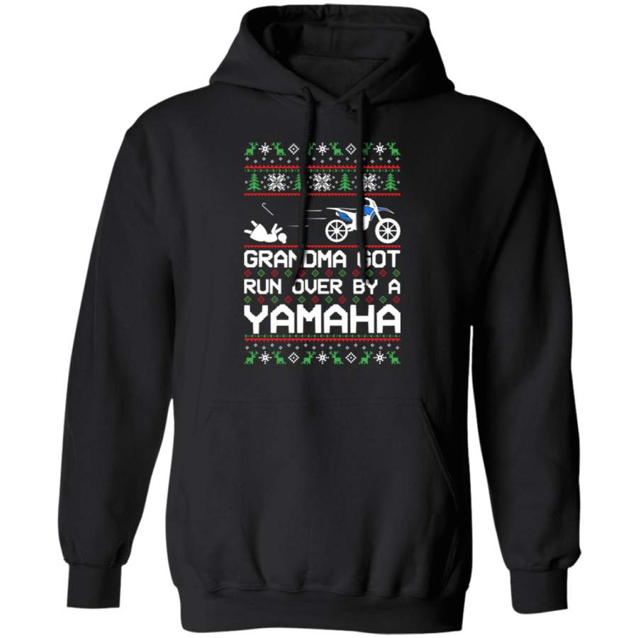 Yamaha Dirt Bike Motorcycle Ugly Christmas Grandma Got Run Over Pullover Hoodie