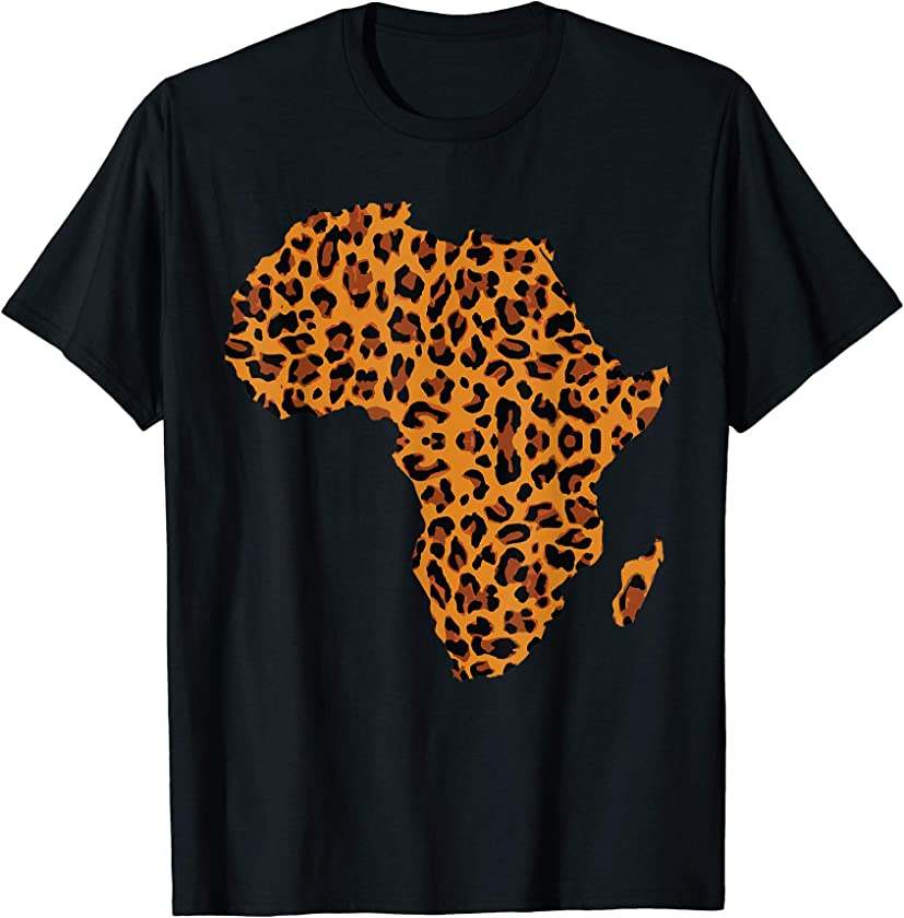 Africa Map T Shirt Leopard Cheetah Pattern Safari Tour Gift T-Shirt