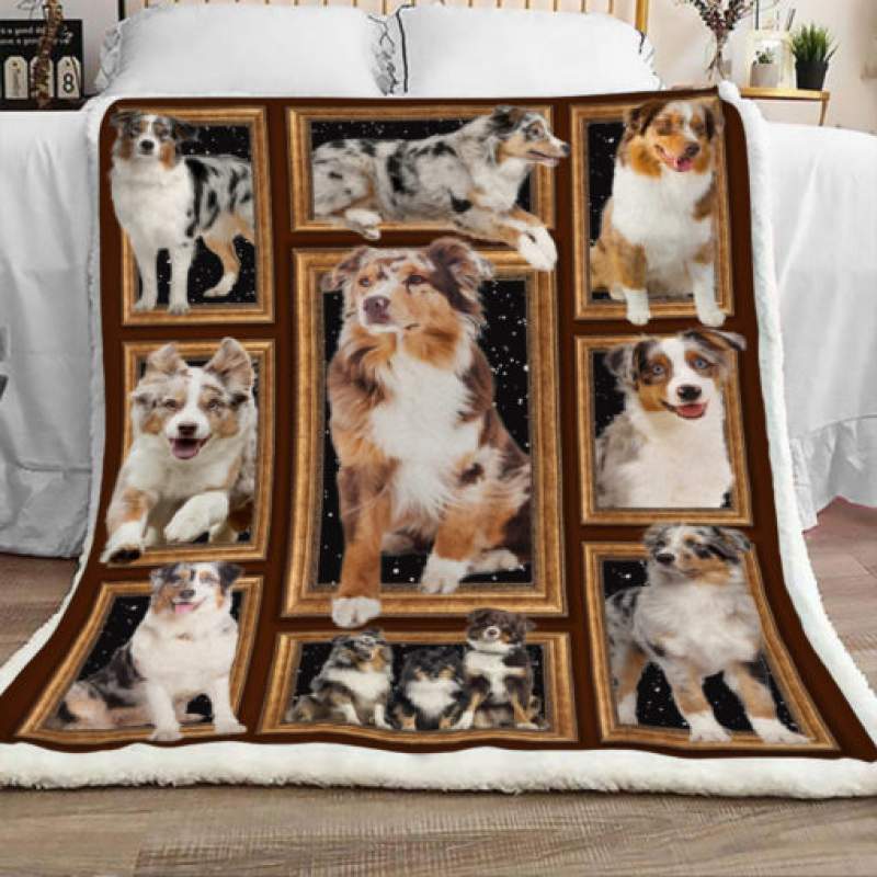 Australian Shepherd Dog Sherpa Blanket JR1302 77O42