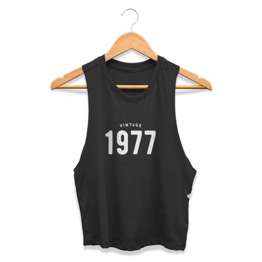 40th Birthday Gifts Ideas Vintage 1977 Graphic CPY Womans Crop Tanktop Tee