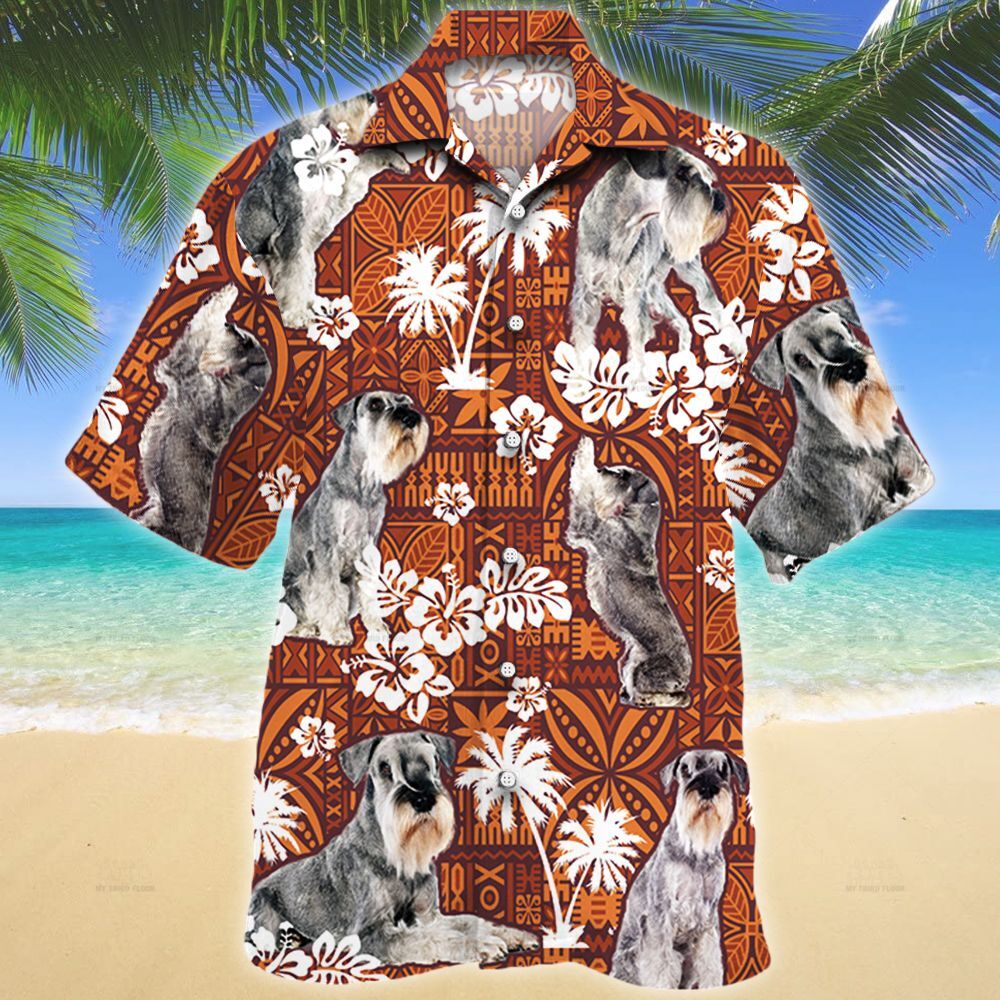 Standard Schnauzer Dog Red Tribal Pattern Hawaiian Shirt Ha102251