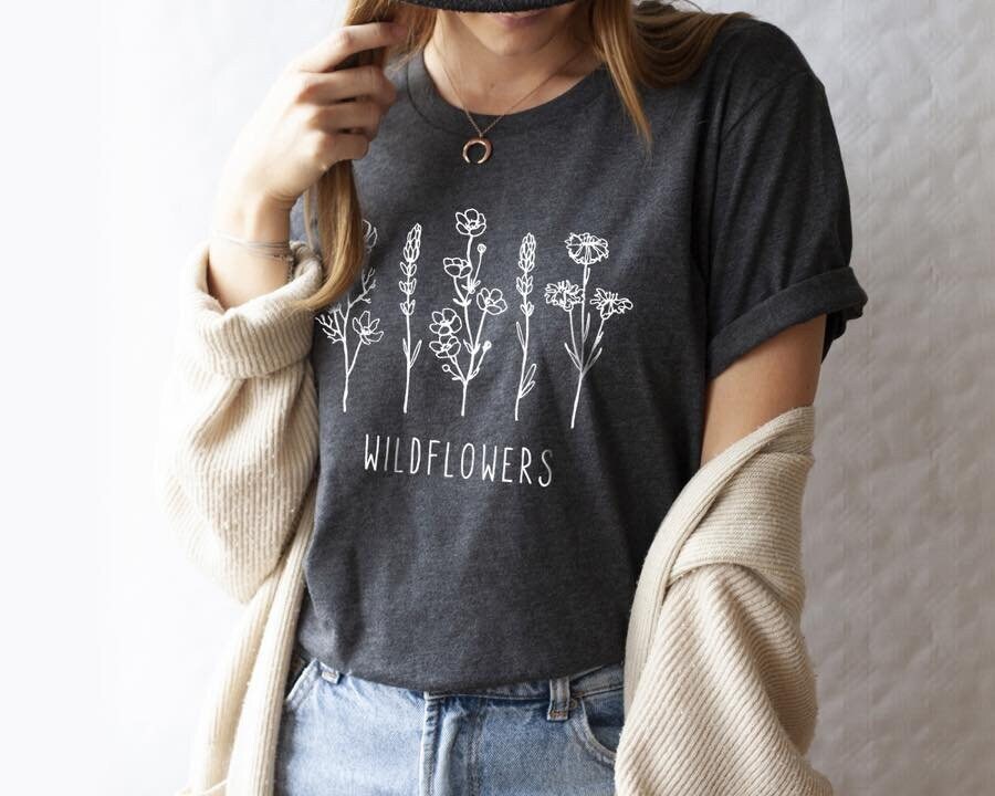 Wildflower Shirt, Boho Shirt, Wildflowers Tee, Vintage T shirt, Sunflower Tshirt, Graphic Tees, Grow through what you go through