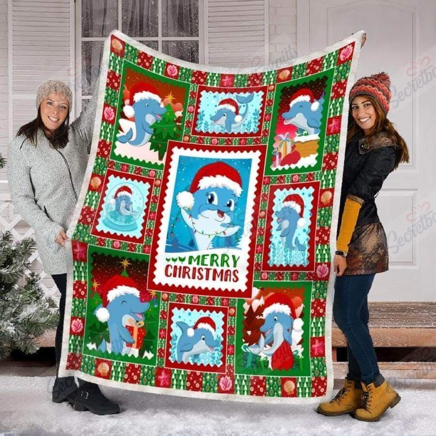 Dolphin Xmas Gs-Cl-Nt2510 Fleece Blanket