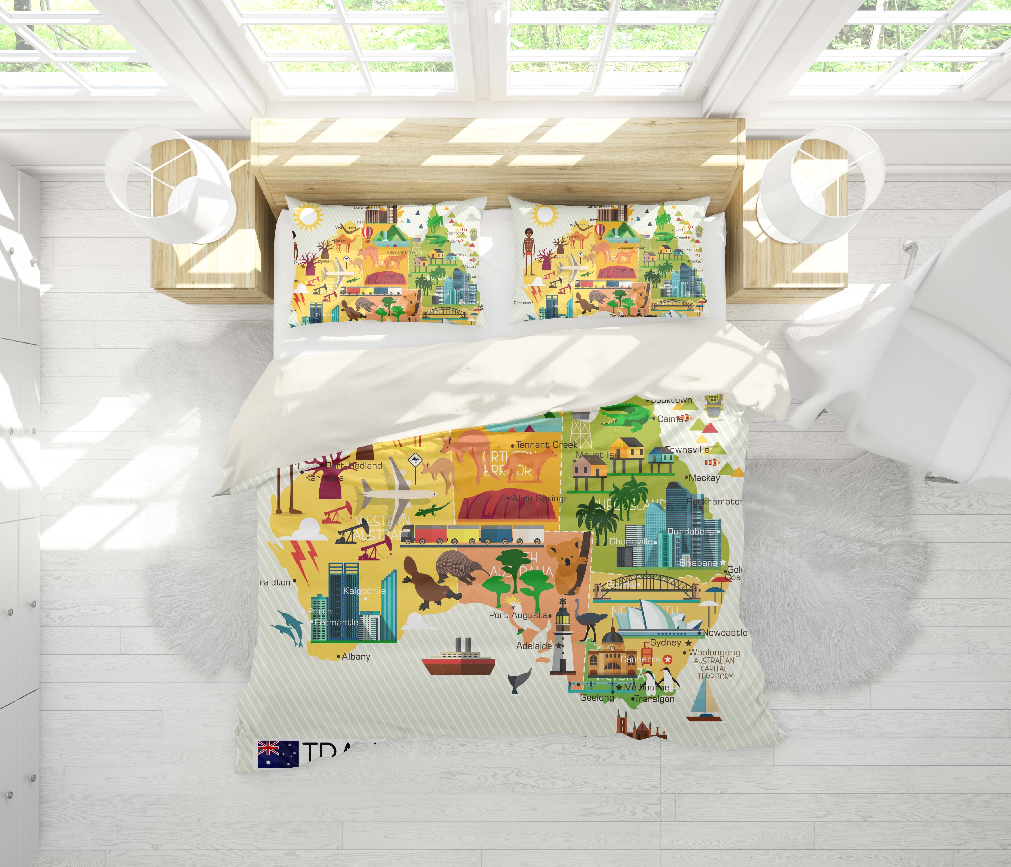 3D World Map Animal Quilt Cover Set Bedding Set Pillowcases 43