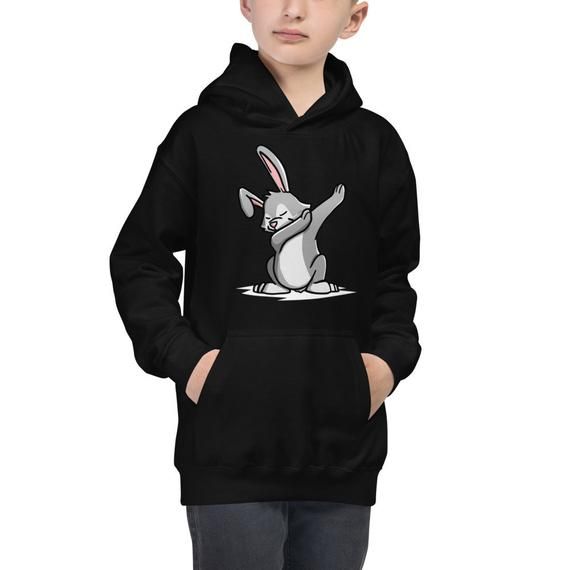 Dabbing Rabbit Dab Dance Kids Hoodie Funny Rabbit Hooded Sweatshirt Rabbit Pet Youth Hoodie