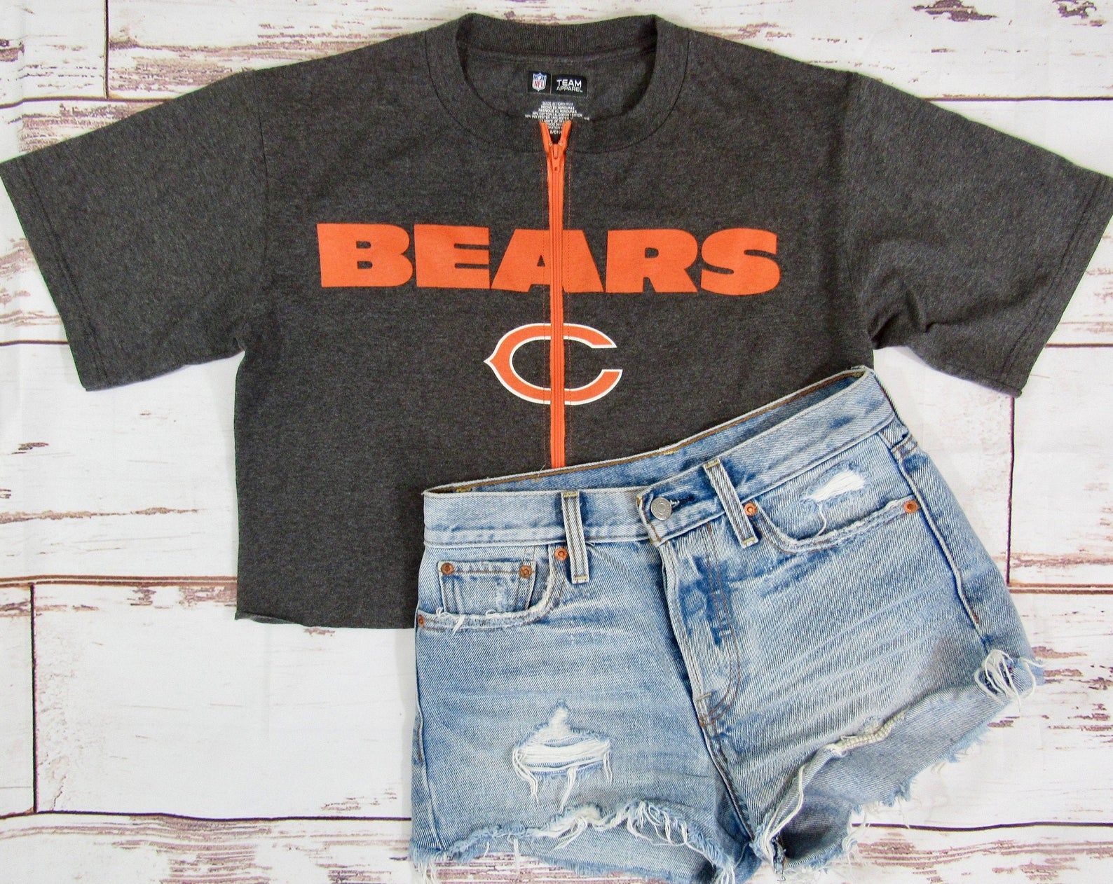 Vintage Chicago Bears Zip Up Crop Tee S