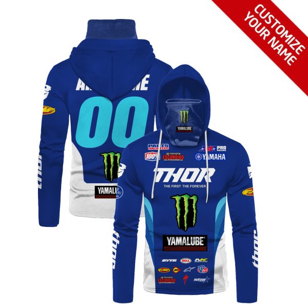 Yamalube Monster Energy Personalized Name Number Bandana Hoodie All Over Printed Bandana Hoodie Us Size