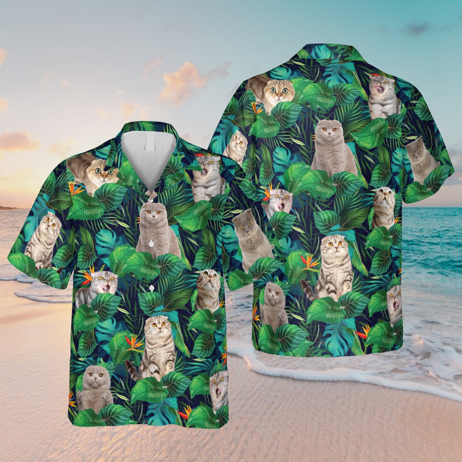 Scottish Fold Cats Green Hawaiian Ears Cat Clothing Ha93683