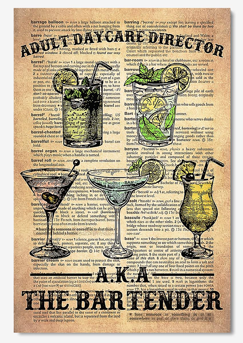 Adult Day Care Direction Aka The Bartender Cocktail Wine Wall Art For Home Decor Poster