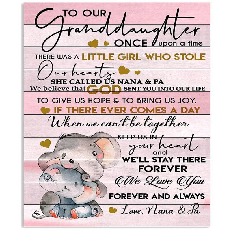 Lovely Elephant Messages For Granddaughter From Nana And Pa Vertical Poster