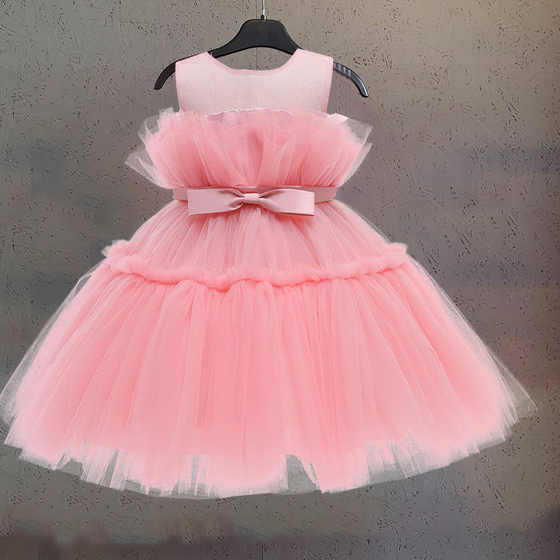 Baby Girl Dress 0-5Y Sleeveless Mesh Tutu Ballet Girl Princess Dress Flower Girl Dress Girl Dress Show Birthday Party Girl Dress alx