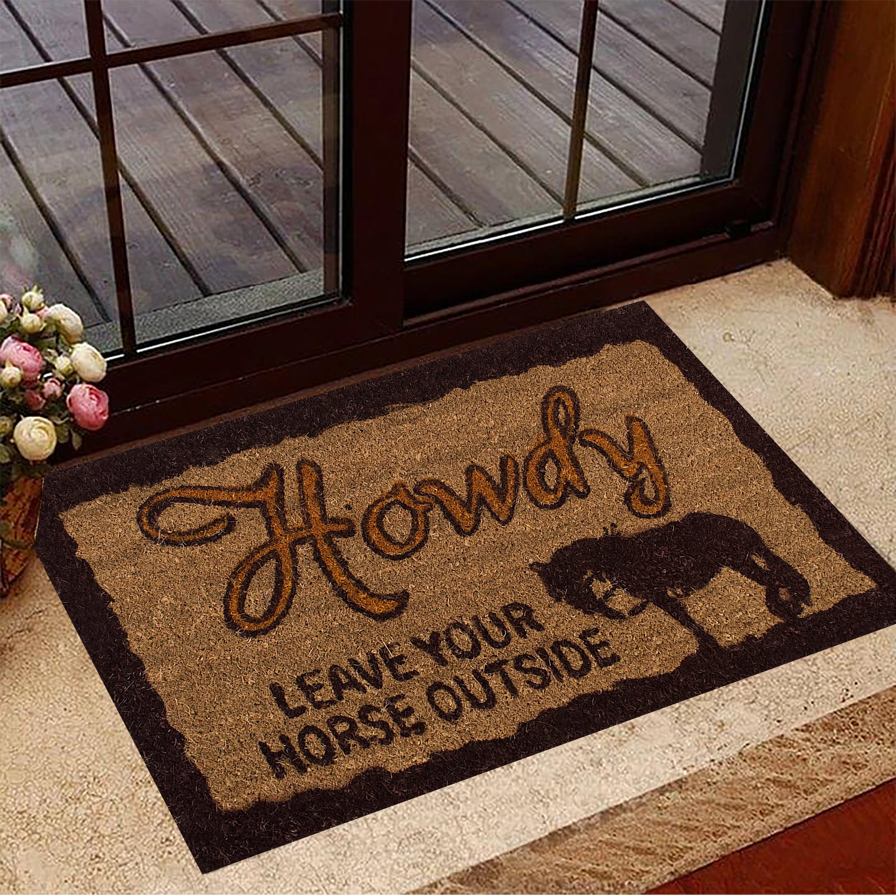 Howdy Leave Your Horse Outside Doormat Hilarious Farmhouse Living Rustic Ornaments Parent Gifts