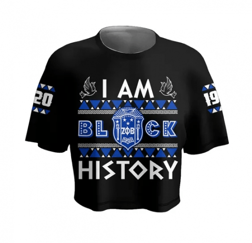 Zeta Phi Beta Africa Pattern Black Crop Top T Shirt