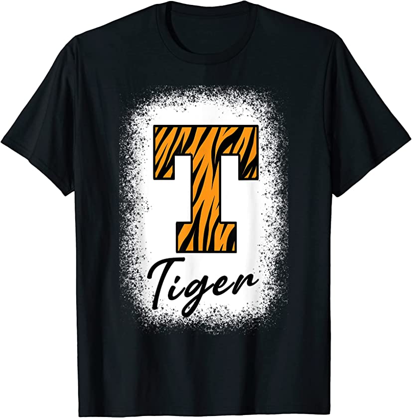 Bleached Football Tigers School Sports Fan Team Spirit T-Shirt