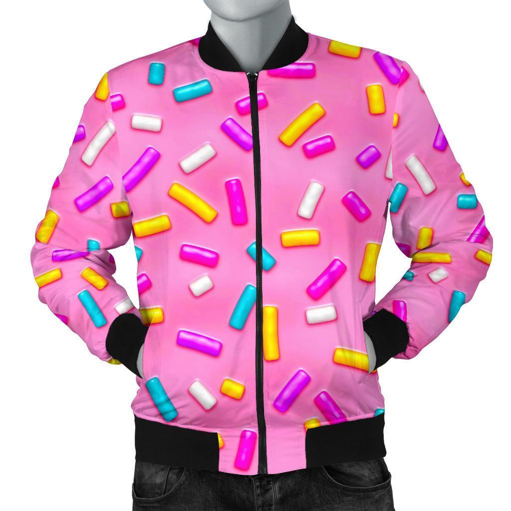 Pink Candy Pattern Print Men Casual Bomber Jacket 3D All Over Print