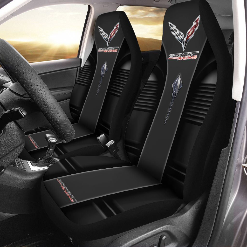 Chevrolet Corvette Car Seat Cover (Set Of 2) Ver 8 (Black)