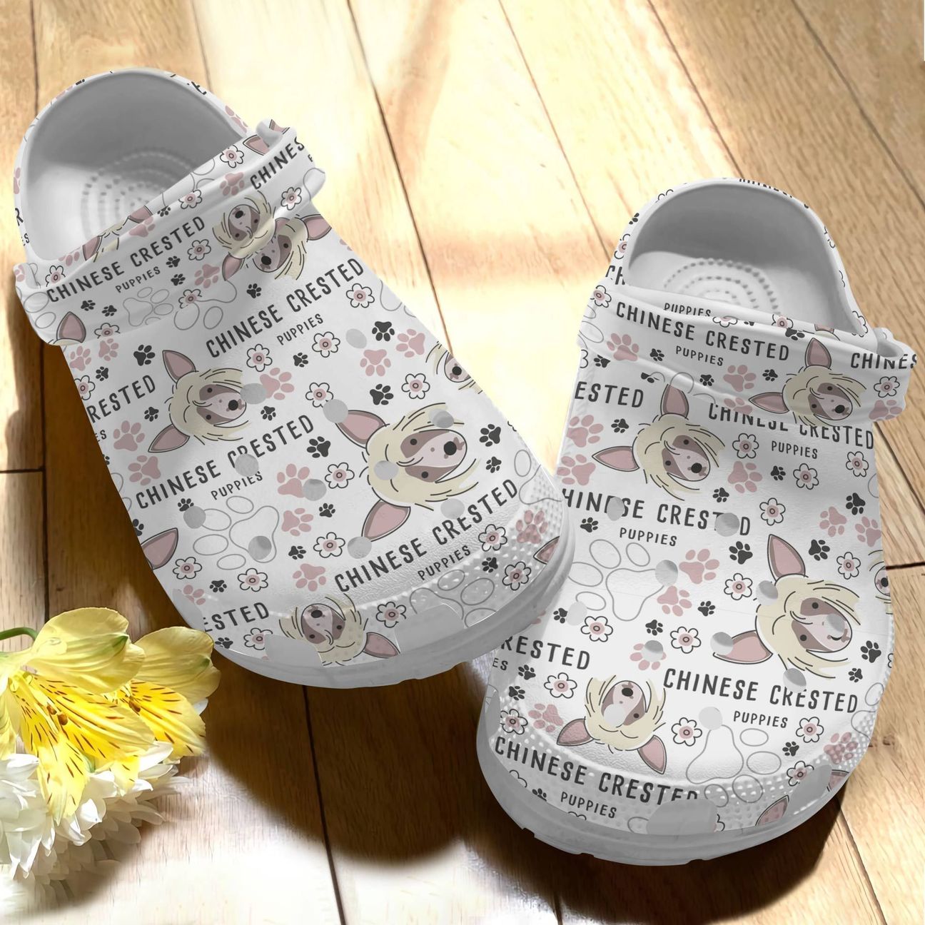 Dog Personalize Clog, Custom Name, Text, Fashion Style For Women, Men, Kid, Print 3D Chinese Crested V1