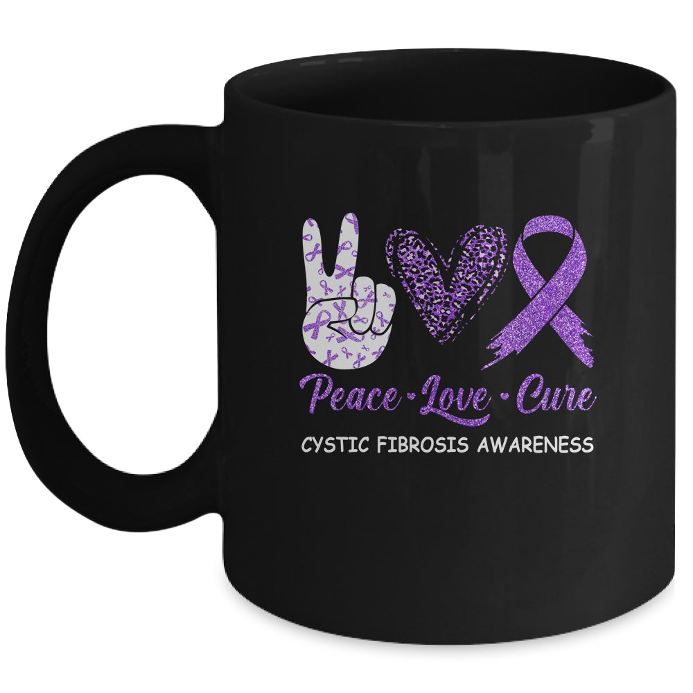 Cystic Fibrosis Awareness Peace Love Cure Leopard Mug