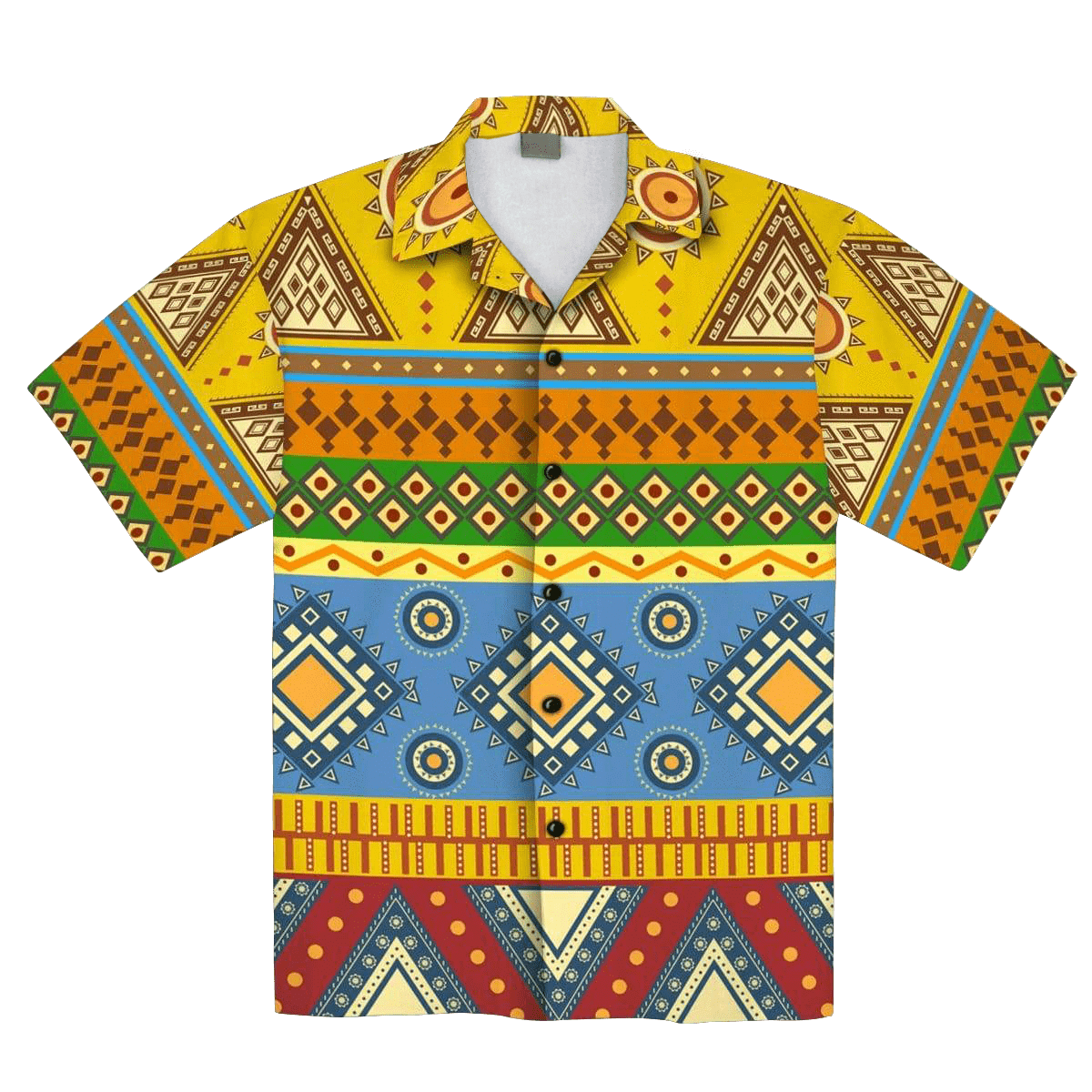 African Pattern Yellow Tropical Hawaii Aloha Shirts Ha12248