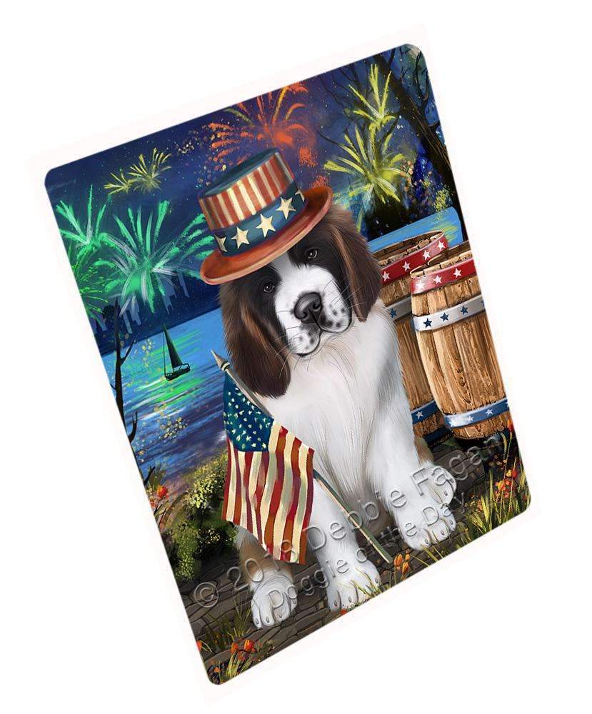 4Th Of July Independence Day Fireworks Saint Bernard Dog At The Lake Blanket Blnkt75036