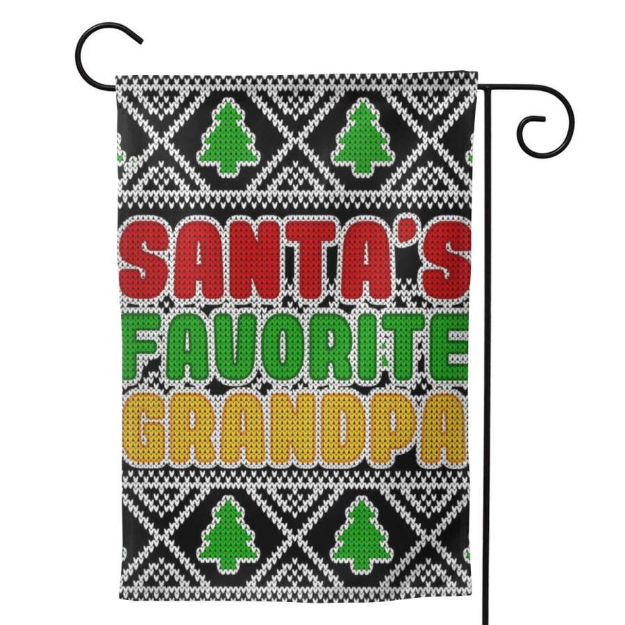 2 Pcs Garden Flag Santa’s Favorite Grandpa Ugly Sweater Poster 12.5″x18″ -Mothers Day, Birthday Gifts for Mom, Dad, Wife, Husband, Daughters, Grandma, Friends