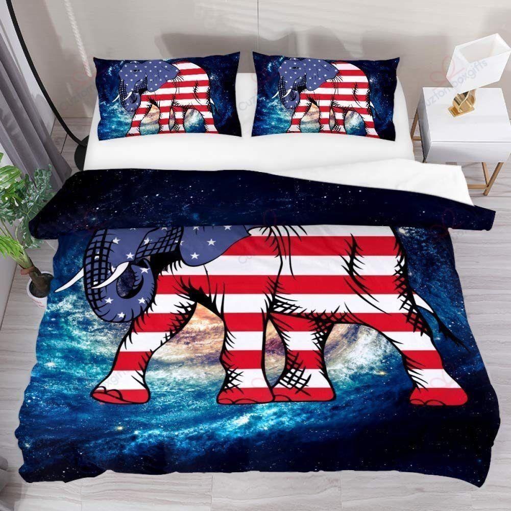 Elephant Usa Flag 3D Bedding Set Bedroom Decor