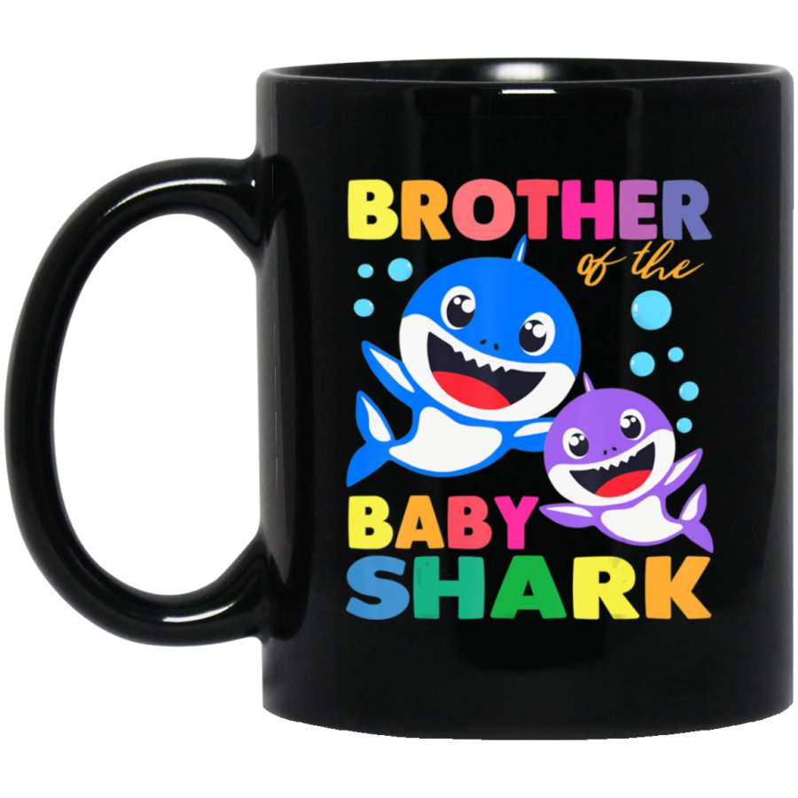 Brother Of The Baby Shark Birthday Brother Shark Black Mug