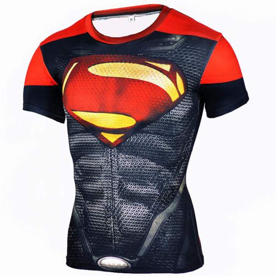 New 3D Compression Shirt Fitness Men Superhero Comics Superman  Quick Dry Tights Clothing Short Sleeve T Shirt
