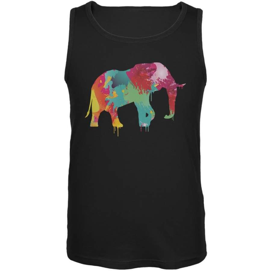 Splatter Elephant Black Adult Tank Top