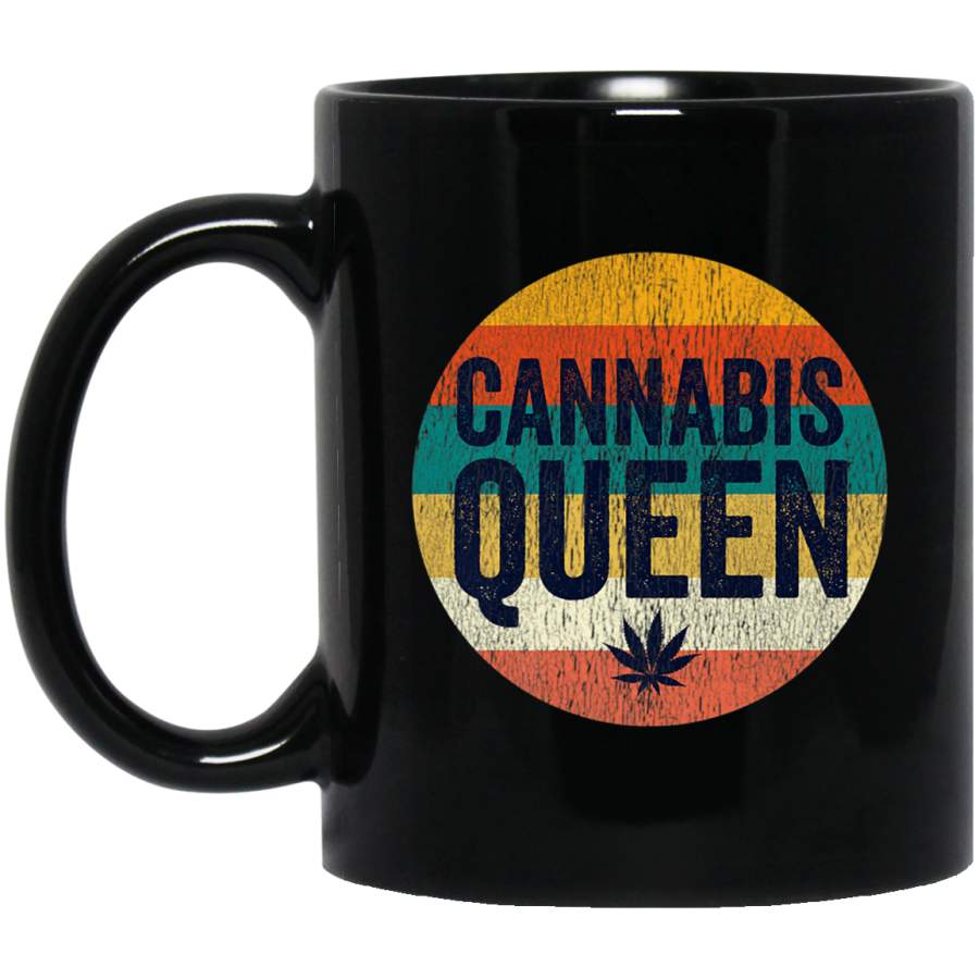 Vintage Weed Stoner Girl Wear Stuff Mom Cannabis Queen Mug Black Mug