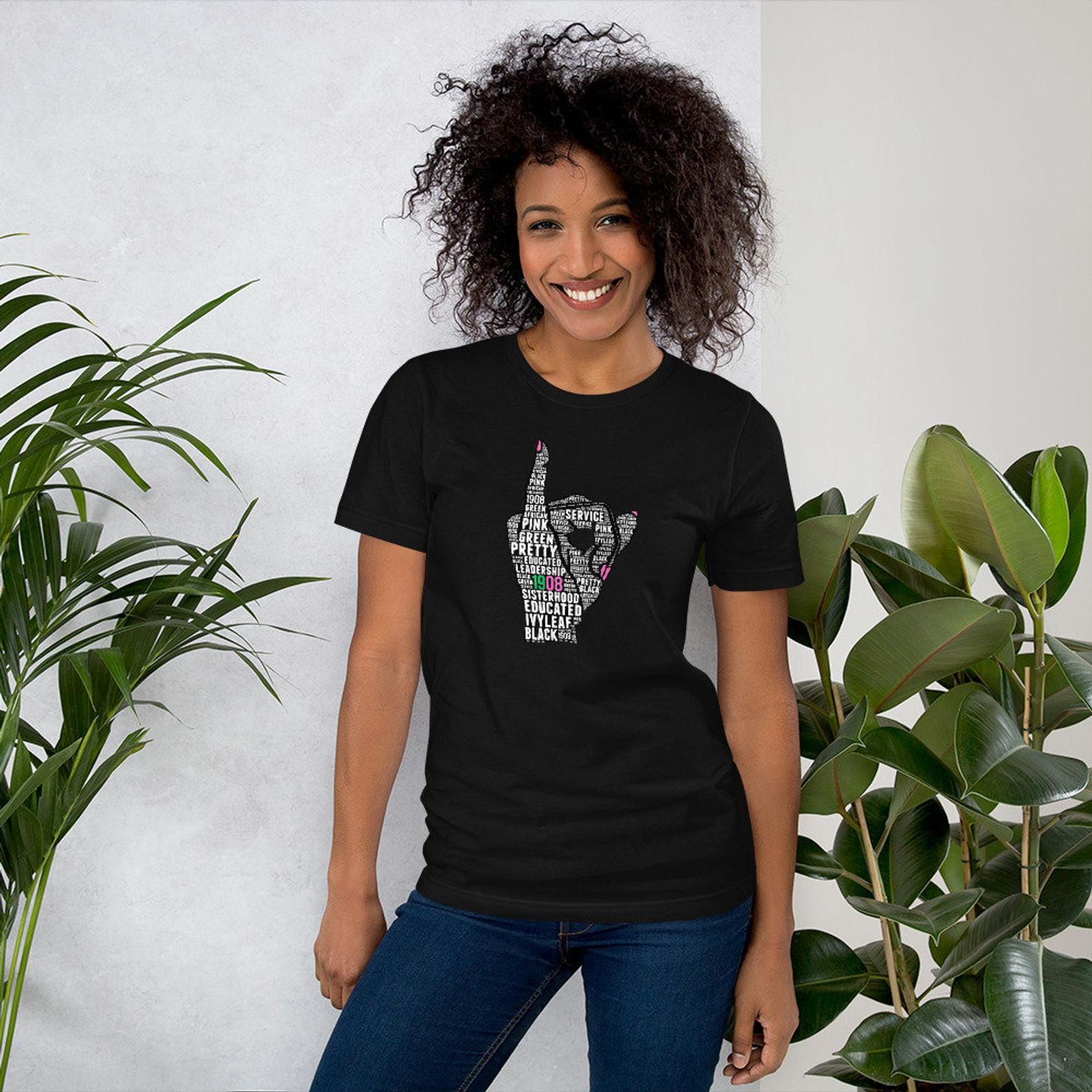 Alpha Pretty Black And Educated Aka Hand Sign Words 1908 T-Shirt Pretty ...