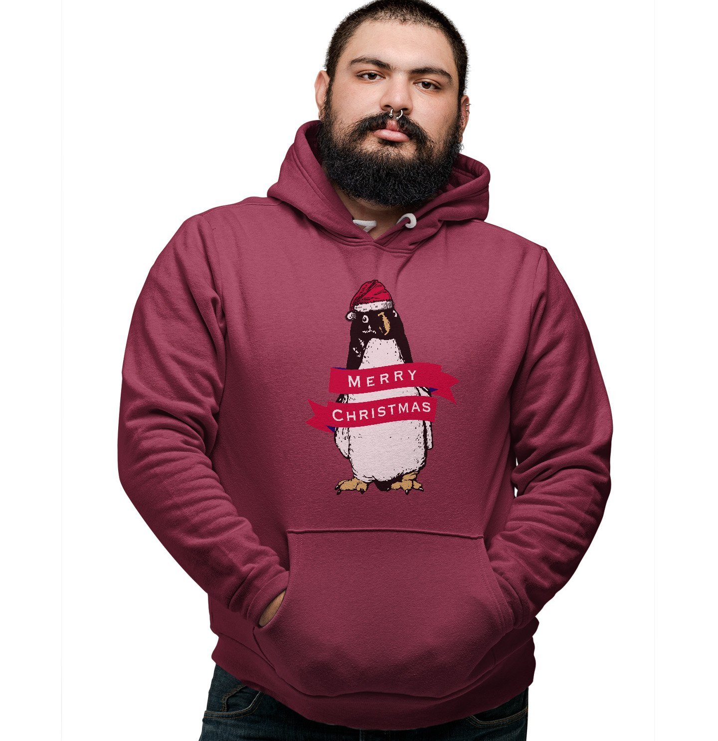 Merry Christmas Penguin – Adult Unisex Hoodie Sweatshirt