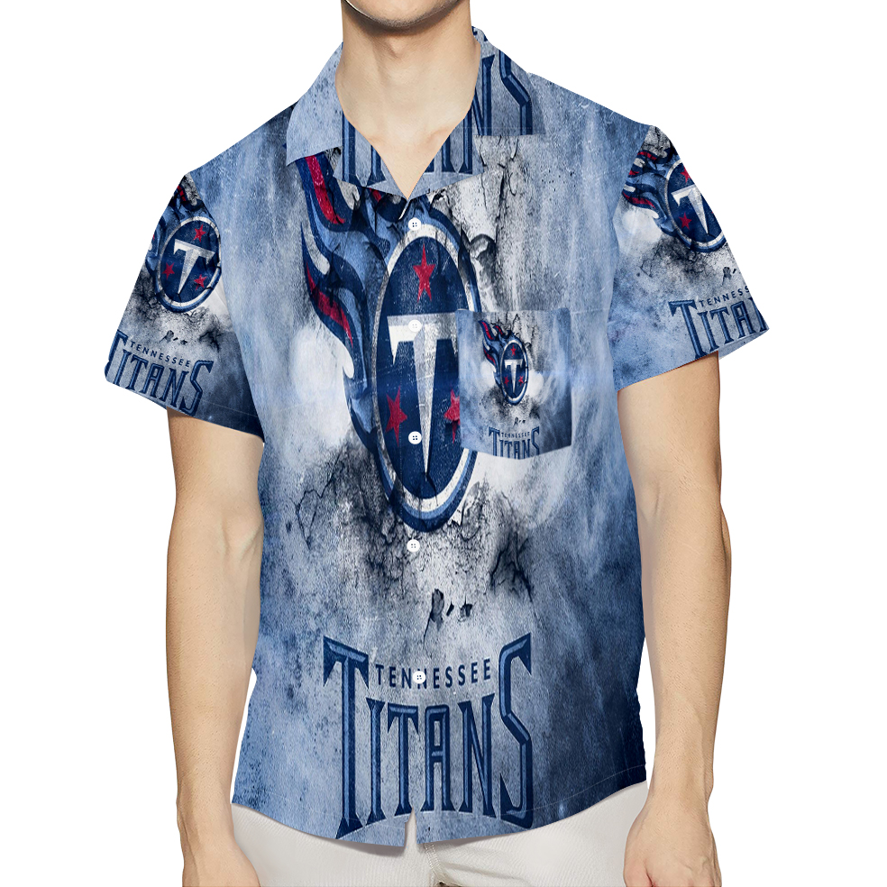 Tennessee Titans Emblem V1 3D All Over Print Summer Beach Hawaiian Shirt With Pocket