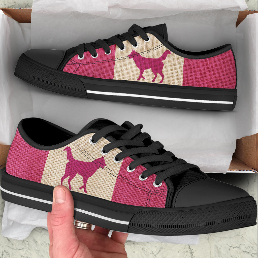 Husky Dog Lover Low Top Shoes Burlap Print Canvas Shoes – Best Shoes For Dog Lover, Best Gift For Dog Mom