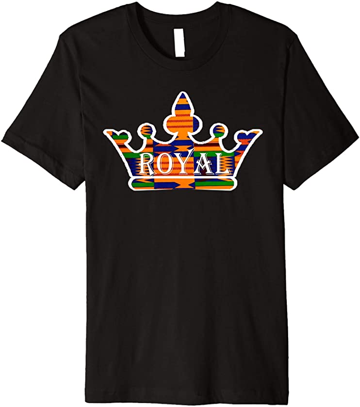 Royal Crown Kente Pattern African American Black Queen King Premium T-Shirt