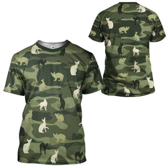 3D Sphynx Cat Camo Uniform All Over Print Unisex Tshirt For Cat Lovers