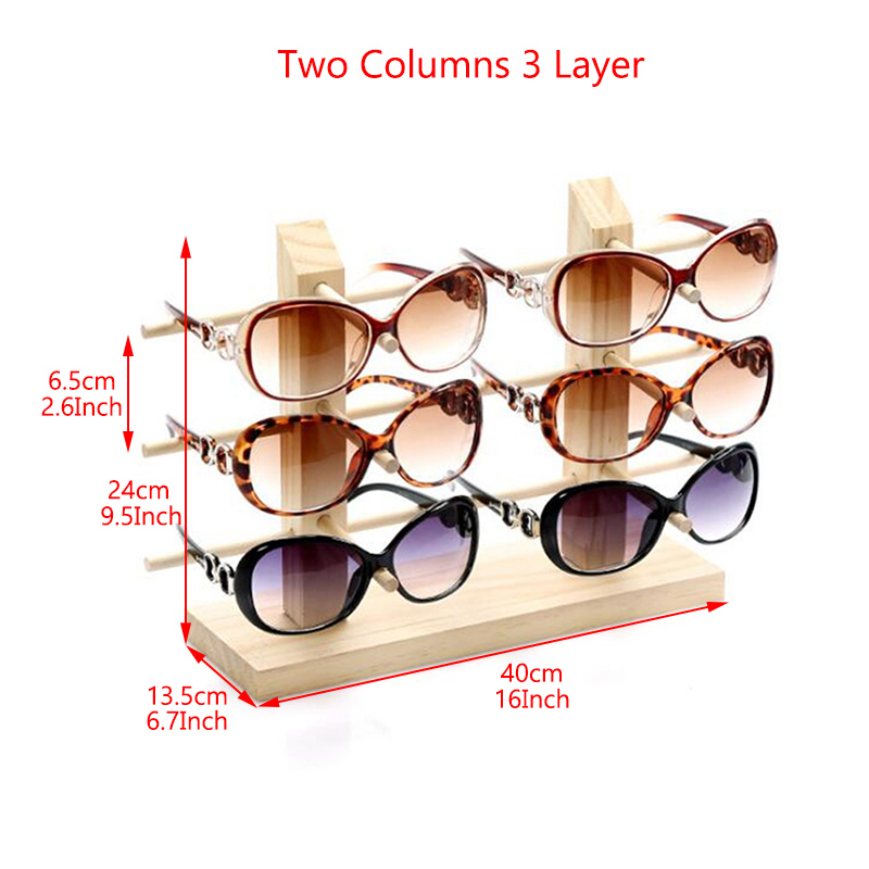 2Columns 3/4/5/6 Layer Wood Sunglasses Display Stand Glasses Storage Rack Sunglasses Organizer Holder Jewelry Display Rack alx