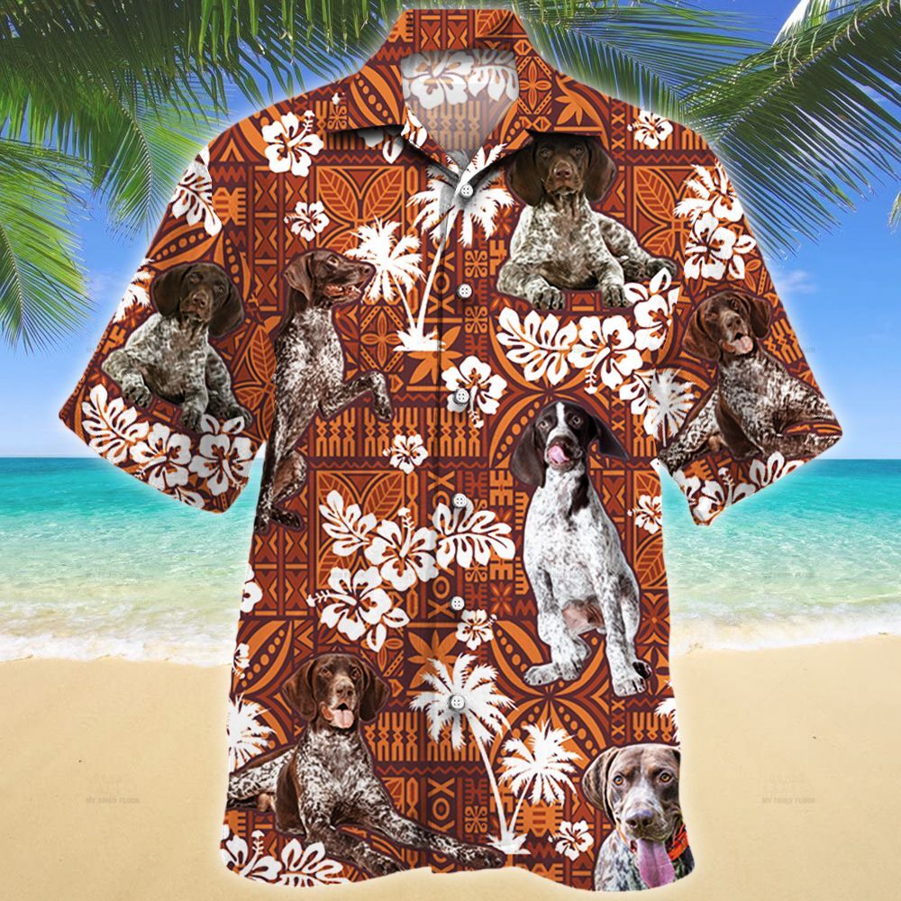 German Shorthaired Pointer Red Tribal Pattern Hawaiian Shirt Ha8703