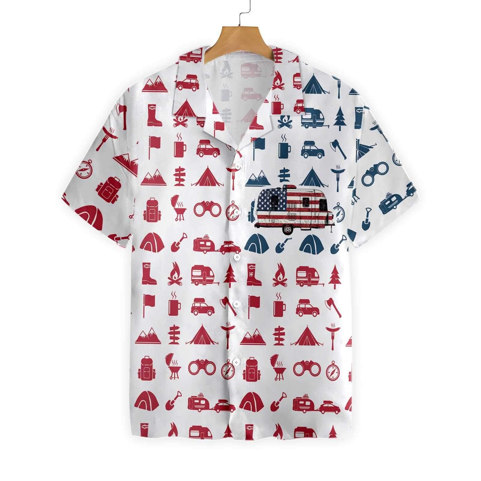 Campervan American Flag Hawaii Shirt Ha34851