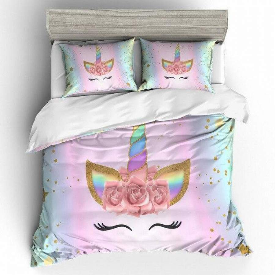 3D Cute Unicorn Bedding set Duvet cover and pillowcases EU / AU /US size for girls