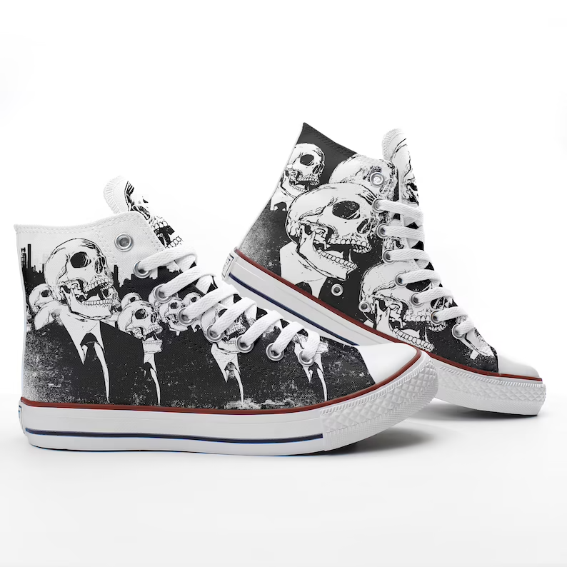 Skeletons In Suits Custom Shoes, Personalized Skull High Top Sneakers ...