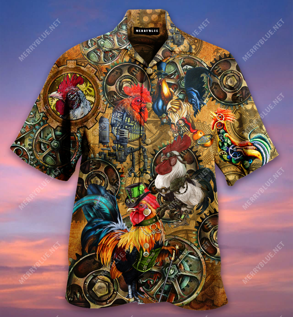 Steampunk Rooster Unisex Hawaii Shirt Ha58133