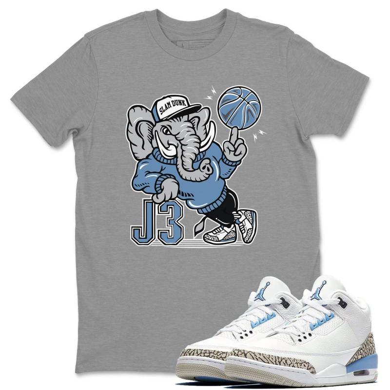 AJ3 Elephant Heather Grey T-Shirt – Air Jordan 3 Valor Blue “UNC