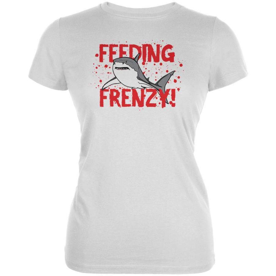 Shark Bloody Feeding Frenzy Juniors Soft T Shirt