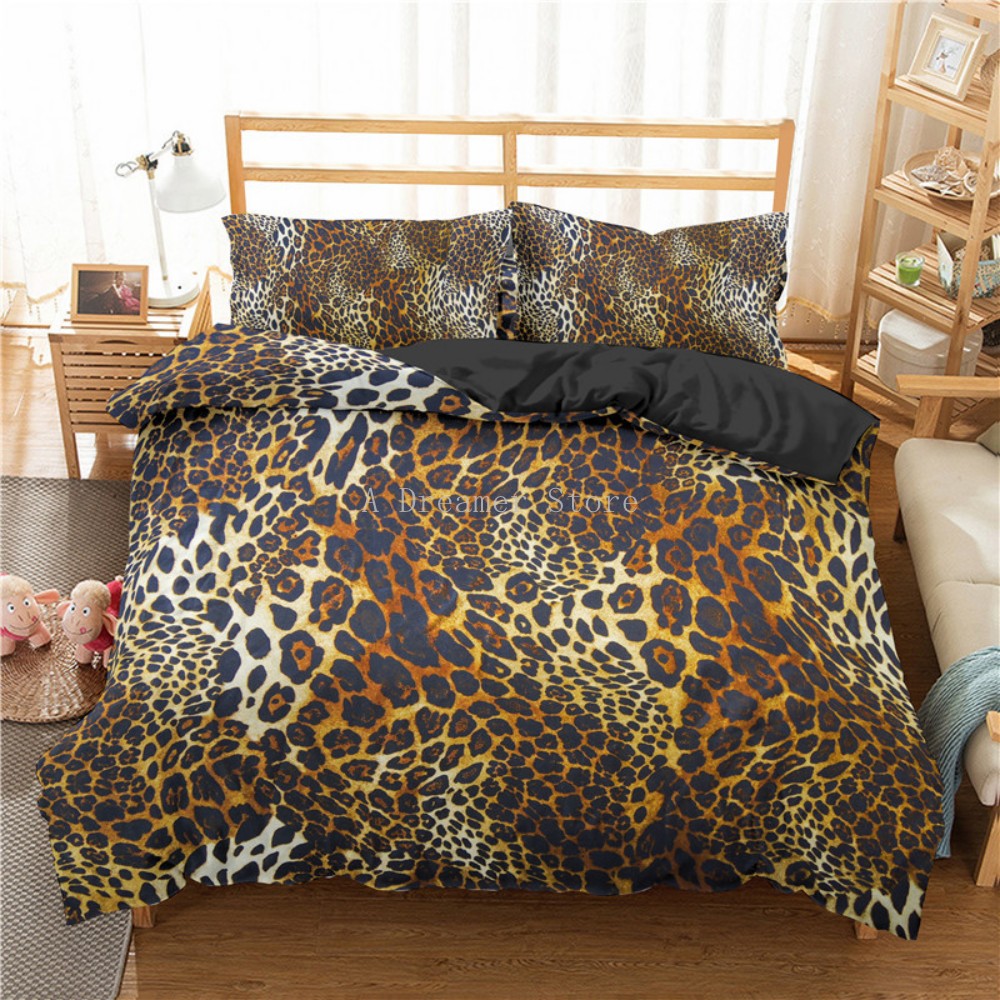 Gradient Leopard Print Bedding Set 3D Duvet Covers Single Double King Queen Size Custom Duvet Cover Sets Clothes