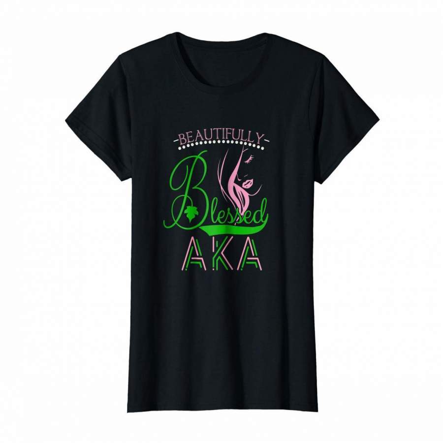 Womens AKA shirt Sorority Alpha Kappa Blessed Pink and Green