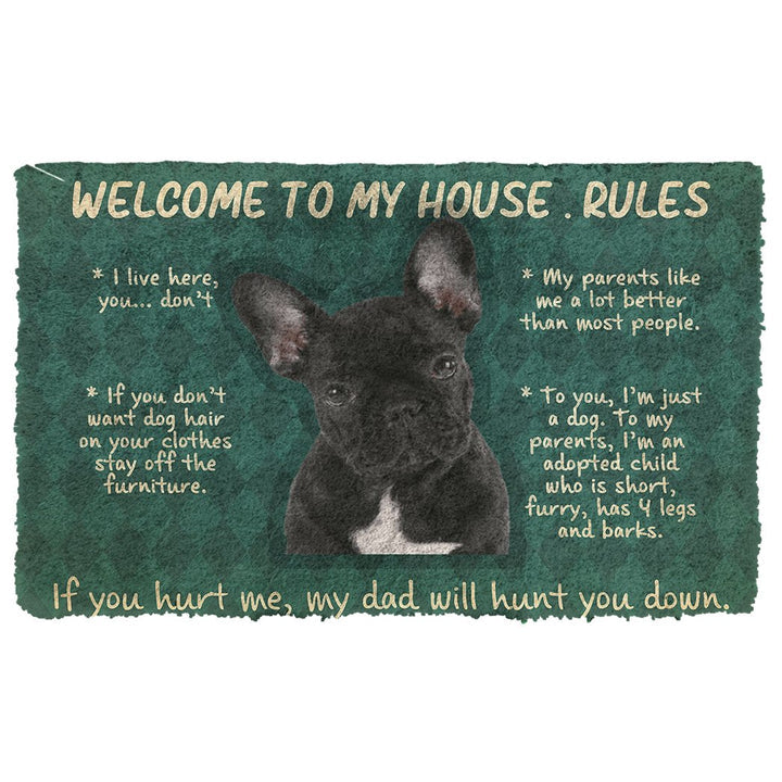 Waybackapparel French Bulldog Welcome To My House Rules Custom 3D Doormat